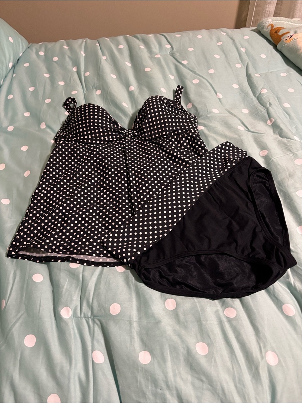 CoCo Reef Polka Dot Tankini Swim Set - Black/White